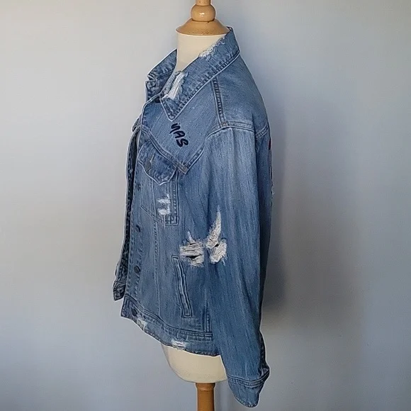 Hidden Jeans Embroidered Oversized Jean Jacket SZ XS - Picture 3 of 10